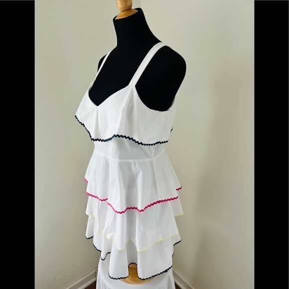 WAYF BACKLESS RUFFLED WHITE TIERED DRESS - Picture 8 of 14